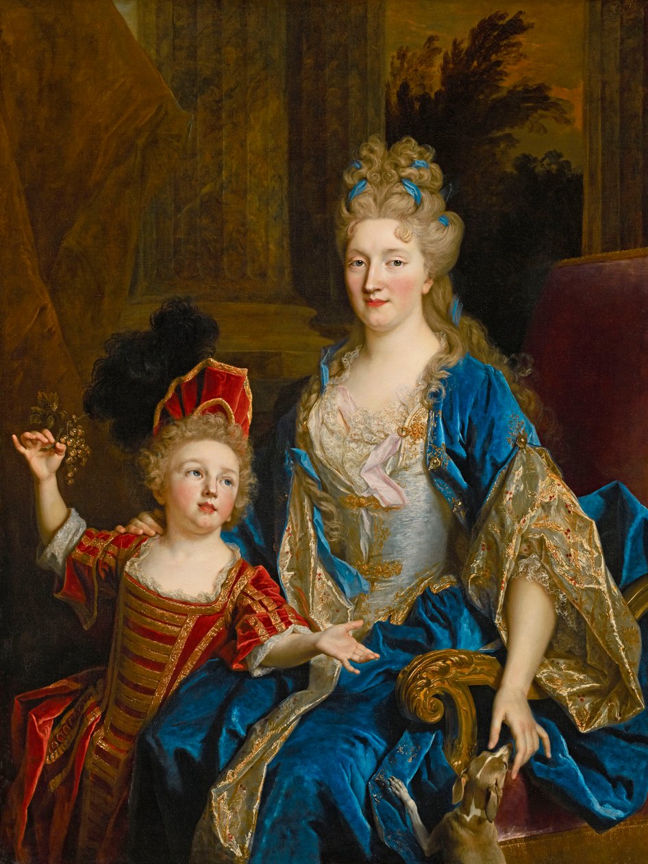 Portrett av Catherine Coustard, Marquise av Castelnau, med sønnen Leonor, ca. 1699 av Nicolas de Largillière