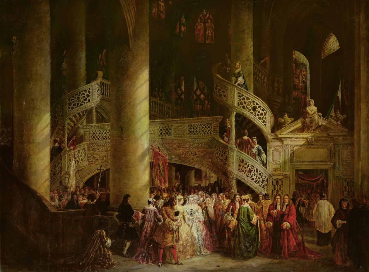 Interiør i kirken Saint-Etienne du Mont, The Rood-Screen, 1851 av Nicolas Alexandre Barbier