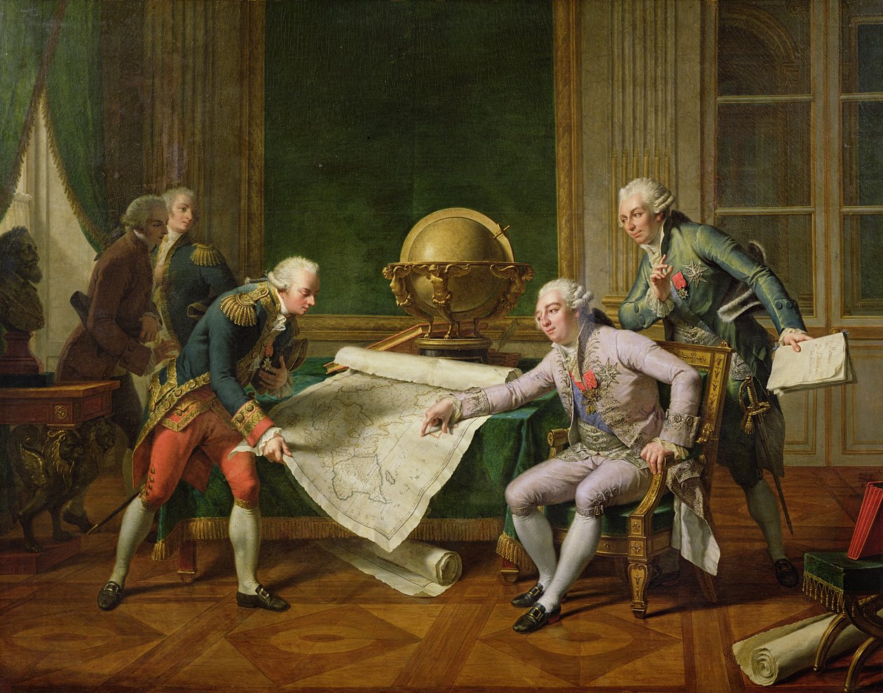 Louis XVI (1754-93) gir instruksjoner til La Perouse, 29. juni 1785, 1817 av Nicolas Andre Monsiau