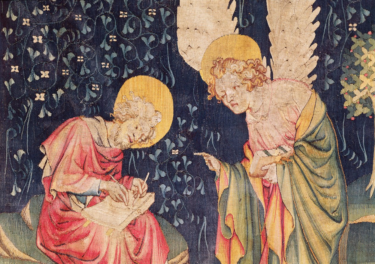 St. John with an Angel, detalj nr. 70 fra The Apocalypse of Angers, 1373-87 billedvev av Nicolas Bataille