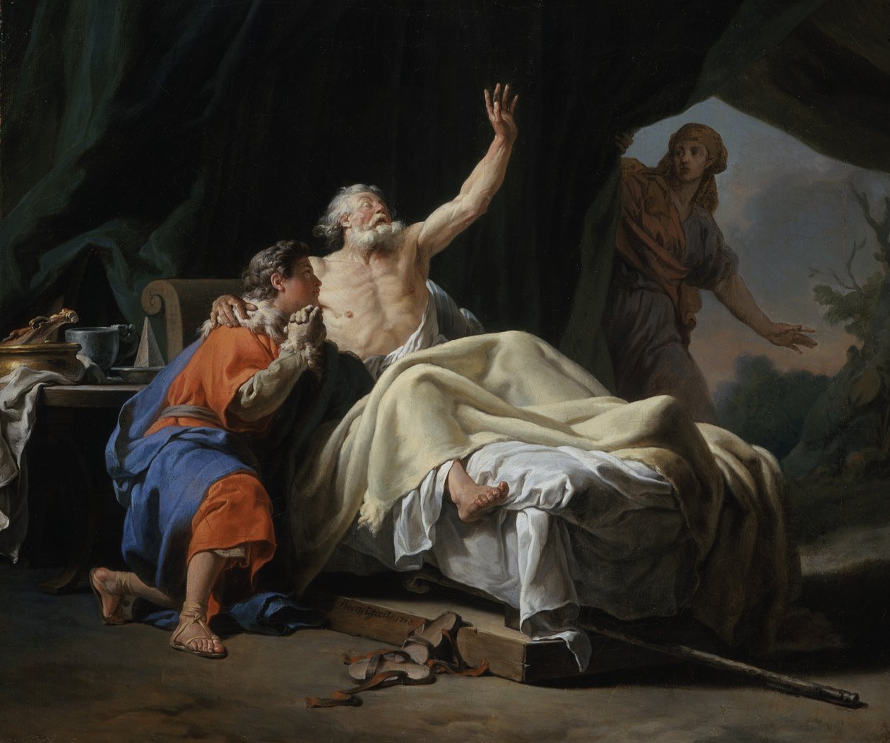 Isaac Blessing Jacob, 1768   Malerier Olje på lerret av Nicolas Guy Brenet