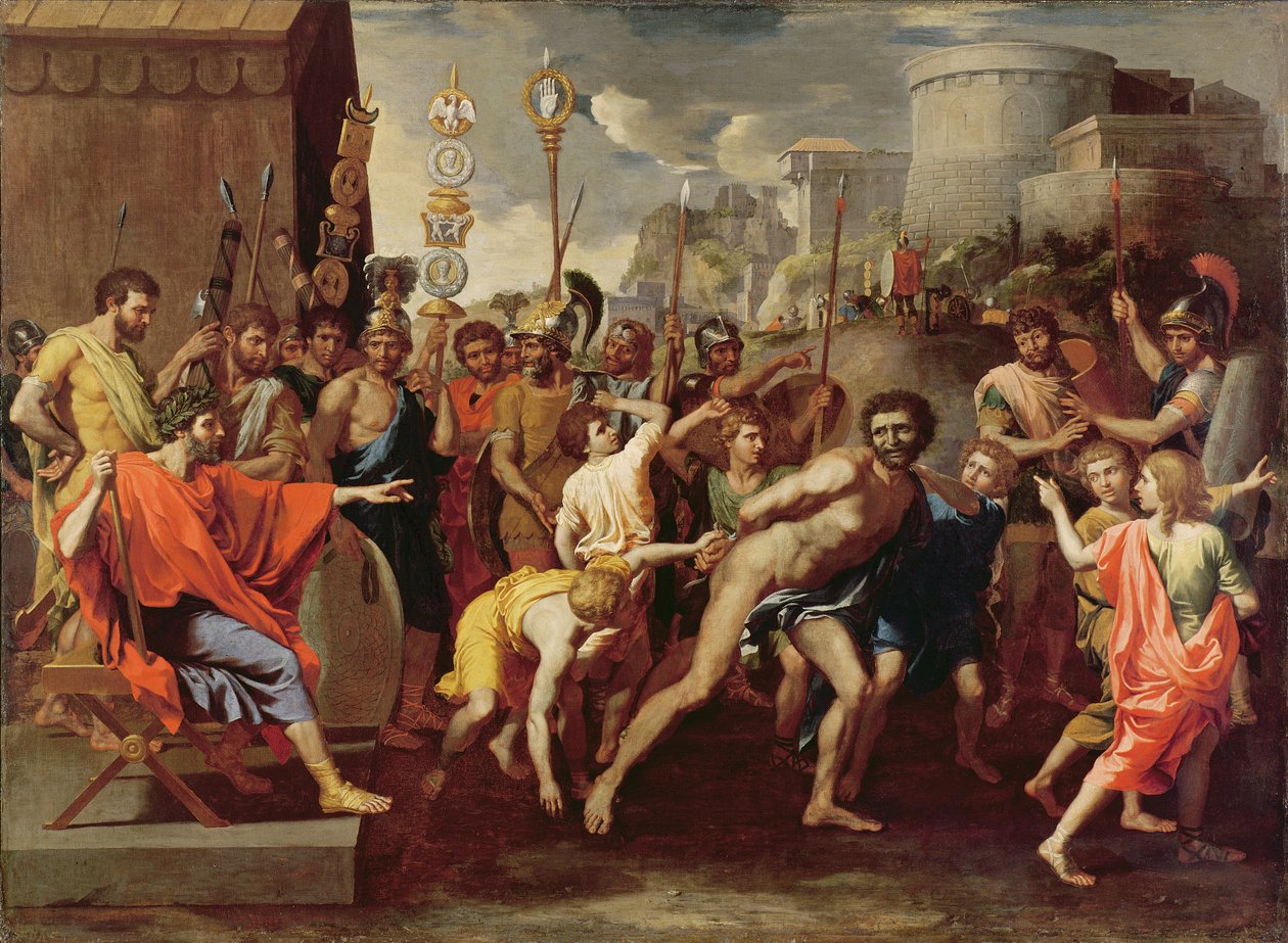 Camillus og skolemesteren i Falerii, ca. 1635-40 av Nicolas Poussin