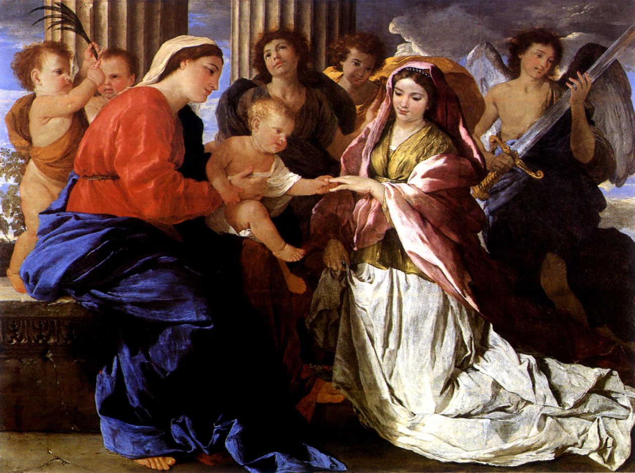 Det mystiske bryllupet til Saint Catherine av Nicolas Poussin