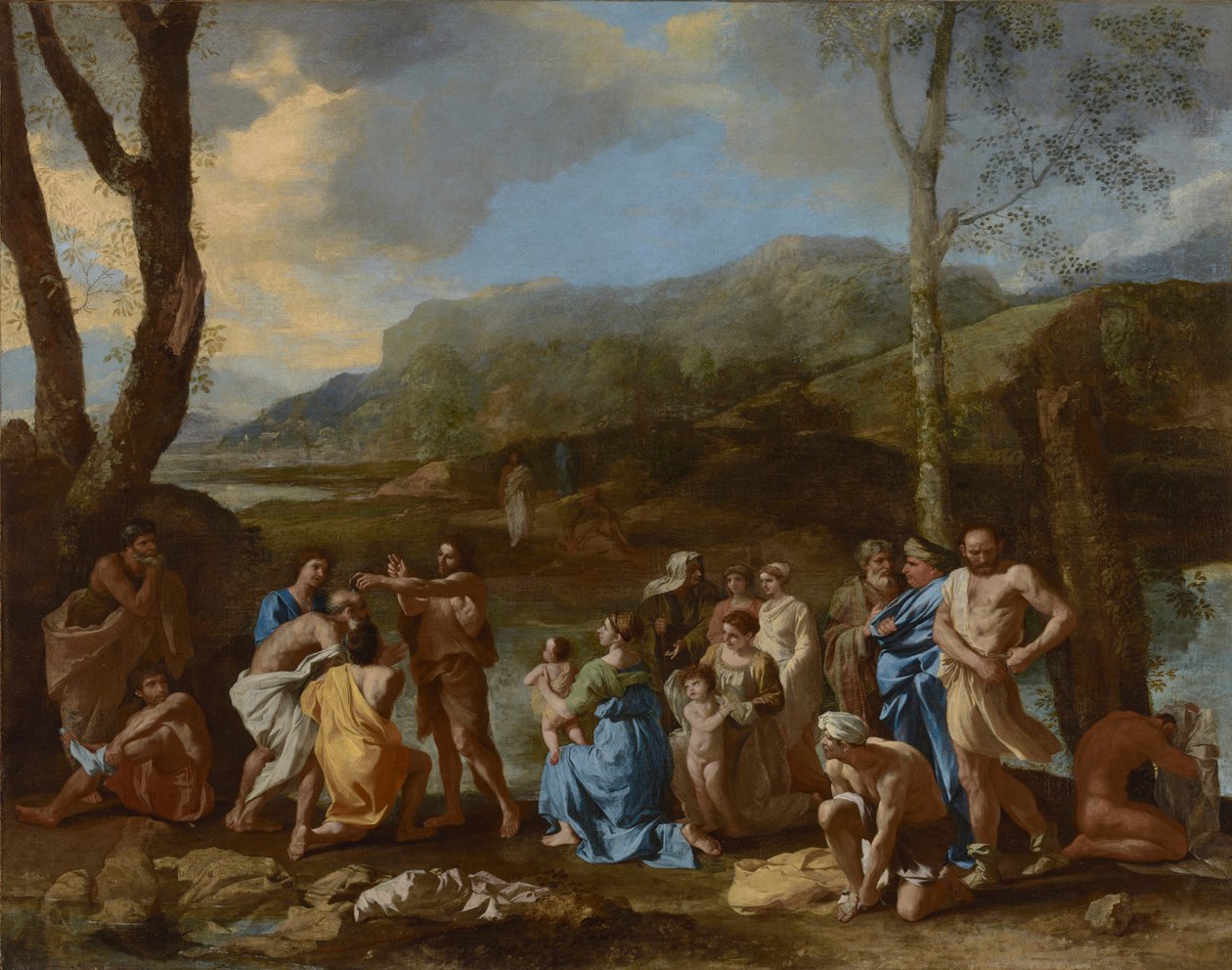 Johannes døper i elven Jordan, ca. 1630 av Nicolas Poussin