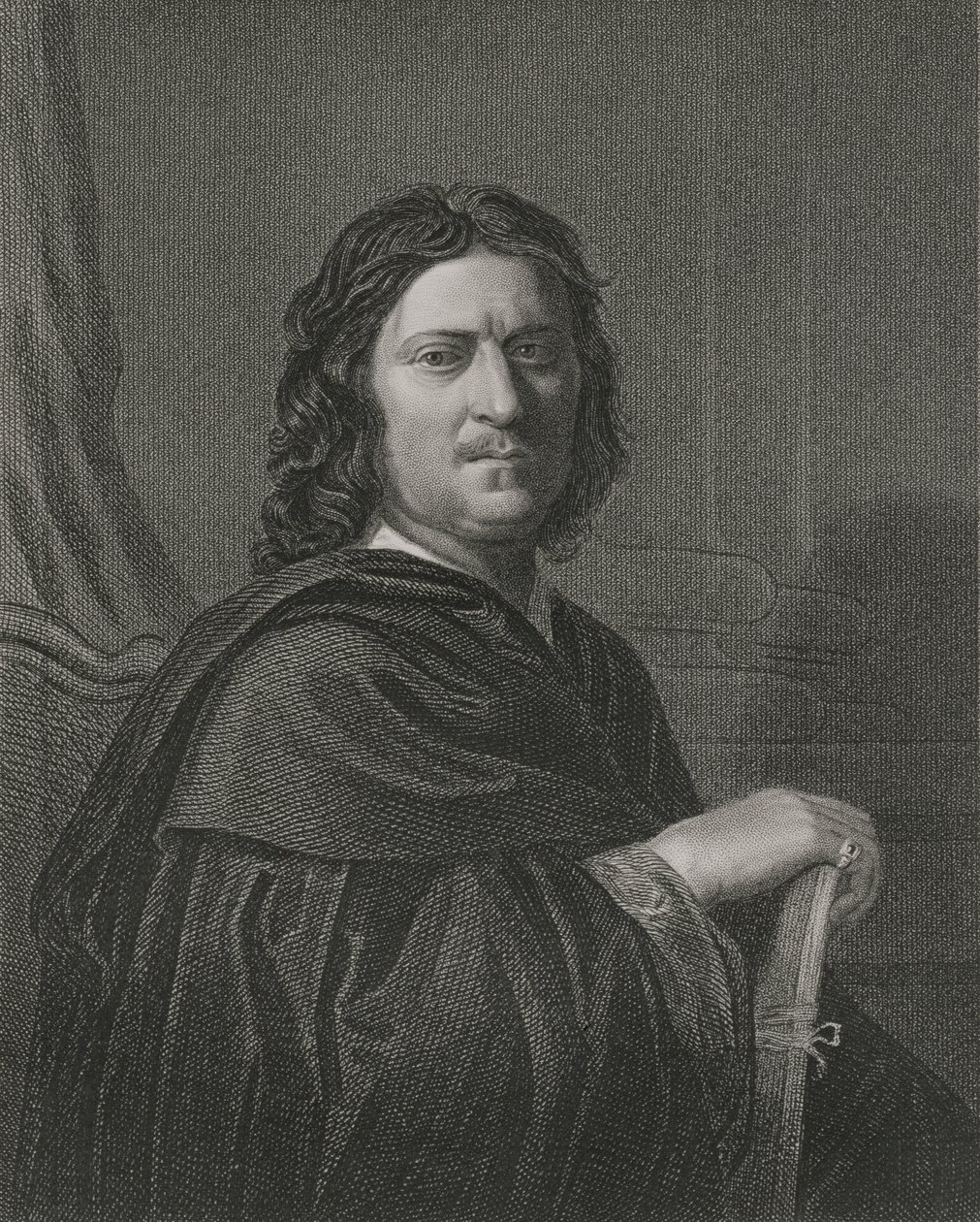Selvportrett, gravert av James Posselwhite (1798-1884) pub. av William Mackenzie av Nicolas Poussin