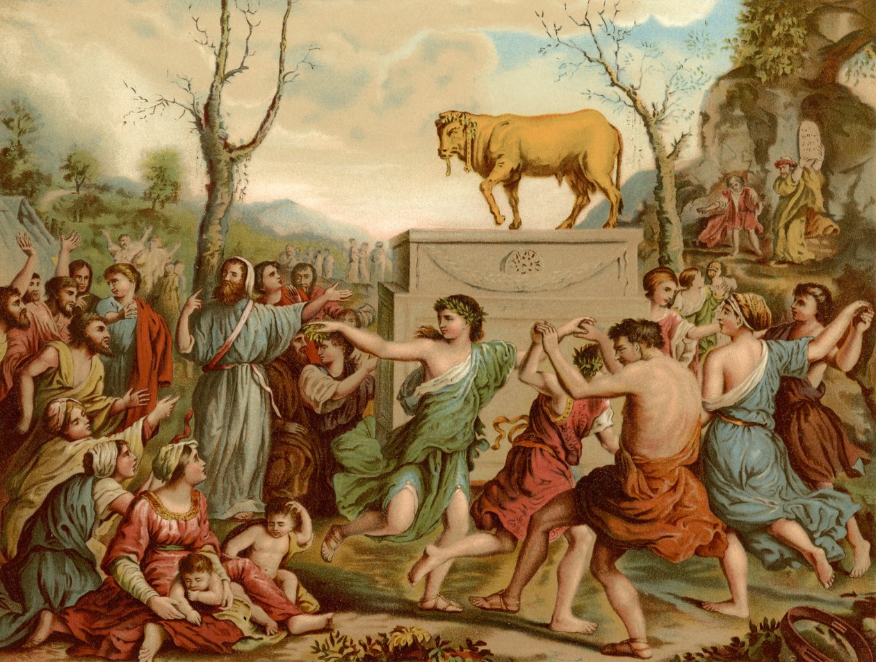 Tilbedelsen av gullkalven av Nicolas Poussin