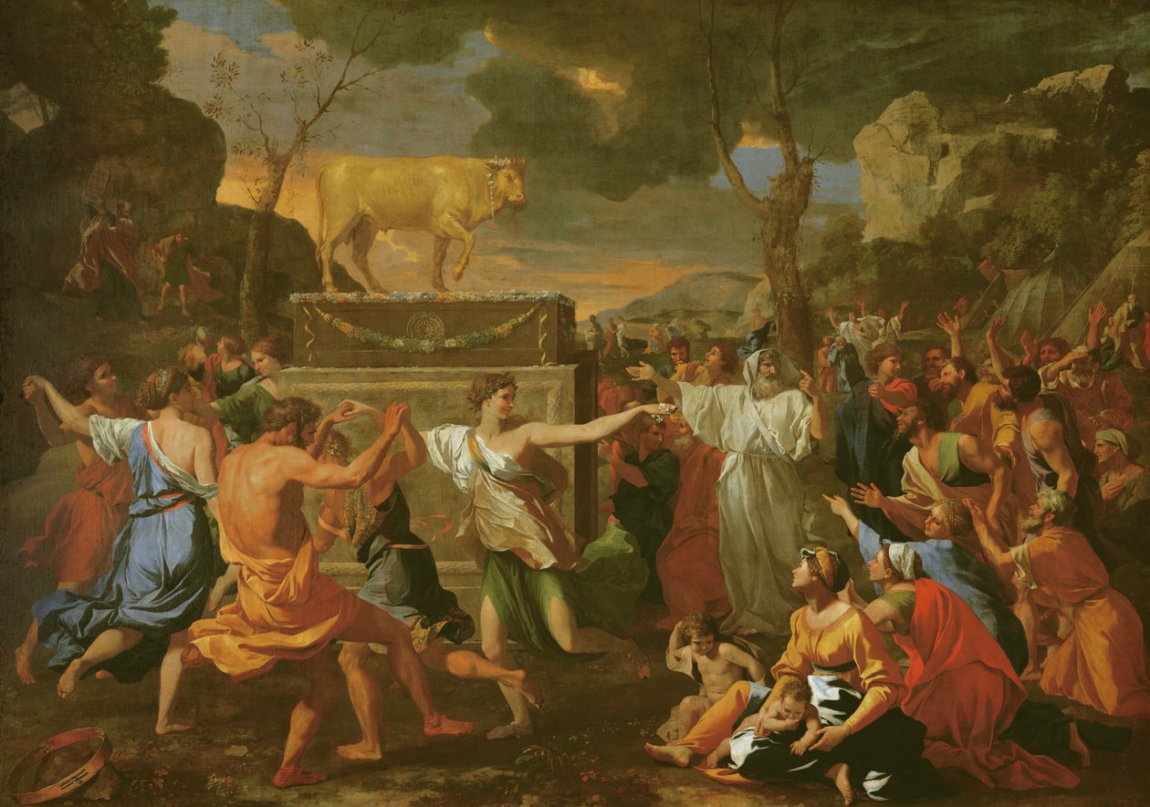 Tilbedelsen av den gyldne kalv, før 1634 (se 205592-205594 for detaljer) av Nicolas Poussin