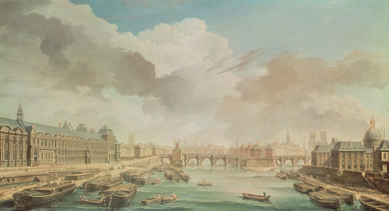 Louvre, Pont Neuf og College des Quatre Nations, 1755 av Nicolas Raguenet