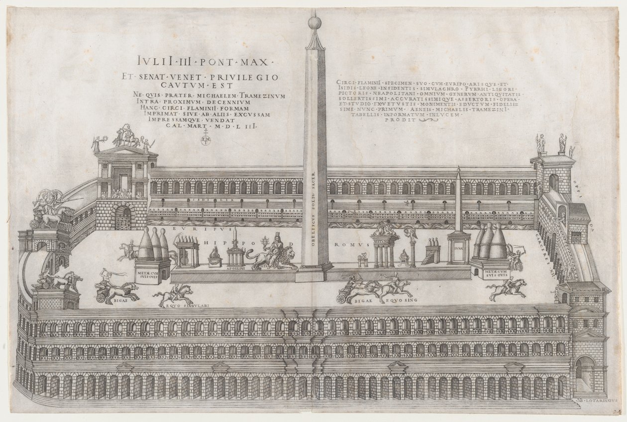 Mirror of Roman Magnificence: Circus Flaminius, 1553., 1553. av Nicolas Beatrizet