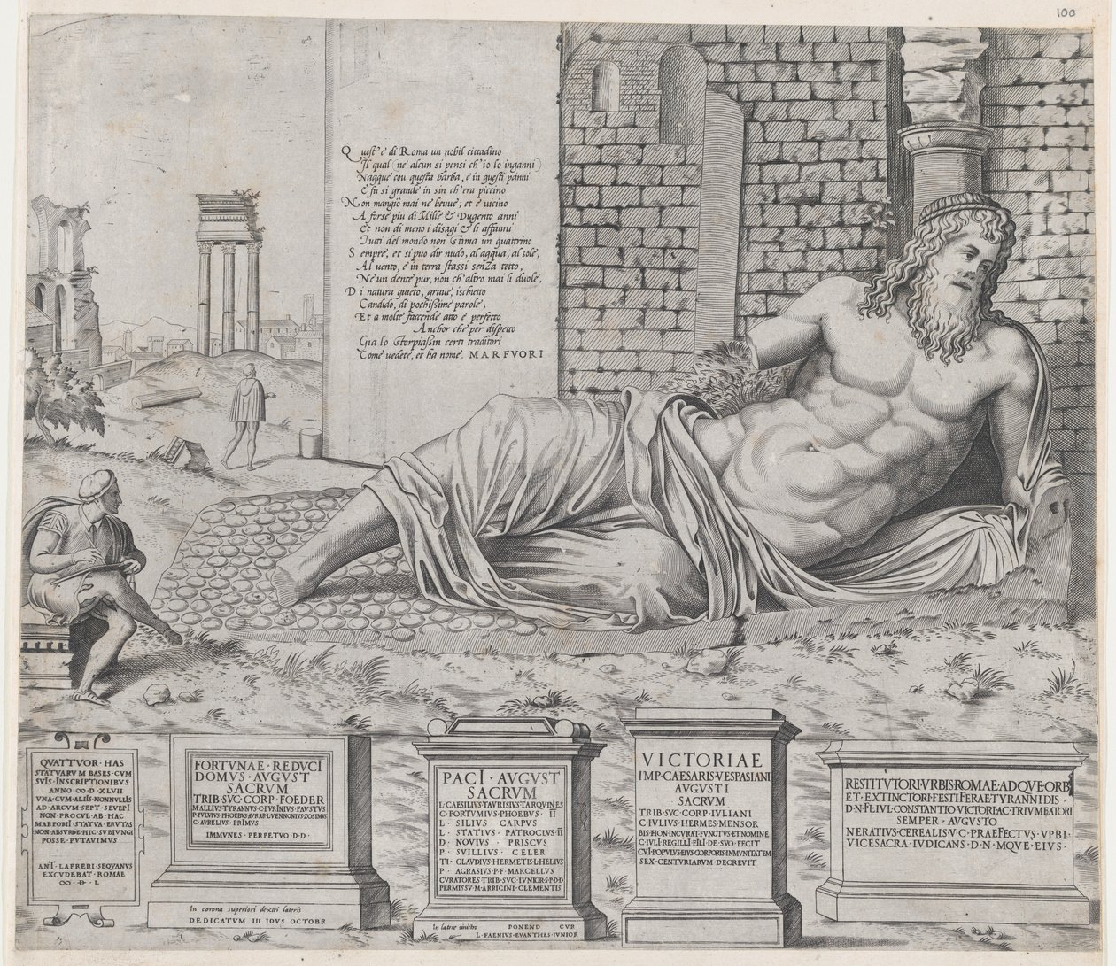 Mirror of Roman Magnificence: Marforius, 1550., 1550. av Nicolas Beatrizet.