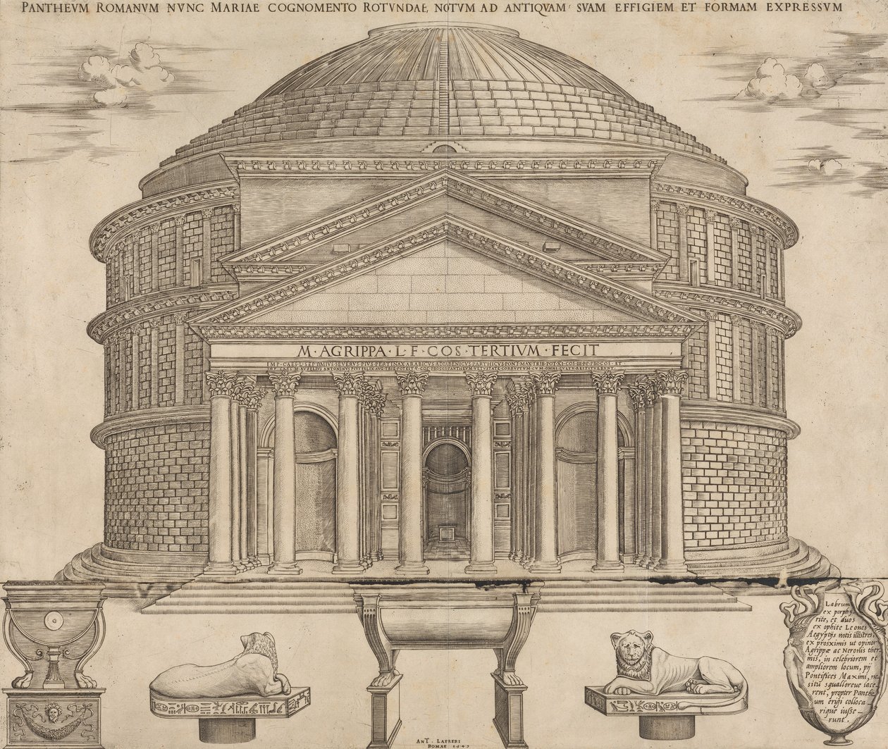 Mirror of Roman Magnificence: The Pantheon, 1649., 1649. av Nicolas Beatrizet