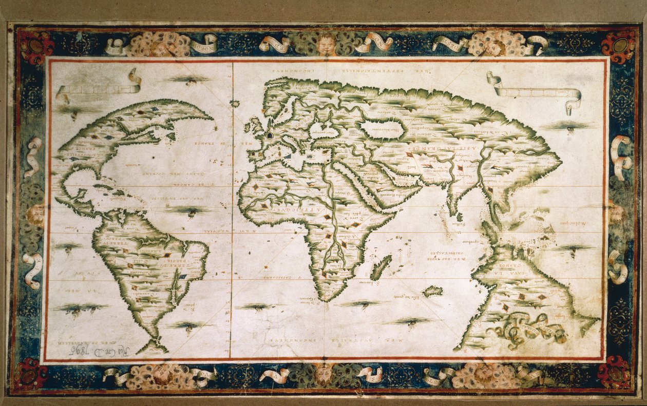 Planisphere av Nicolas Desliens av Nicolas Desliens