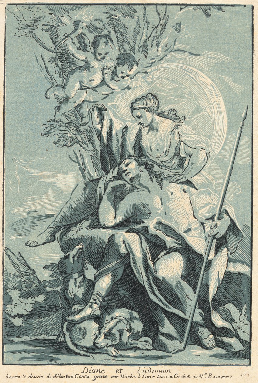 Diana og Endymion av Nicolas Le Sueur after Sebastiano Conca