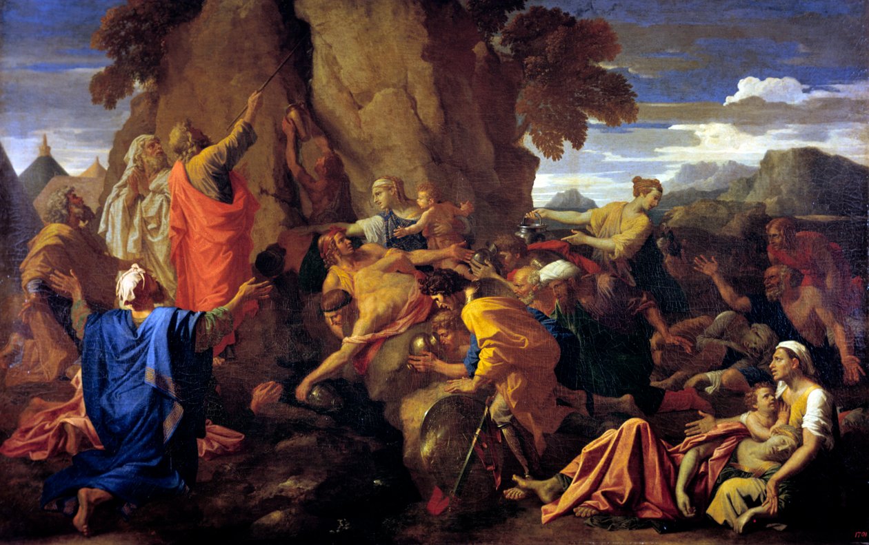 Moses slår klippen, 1649 av Nicolas Poussin