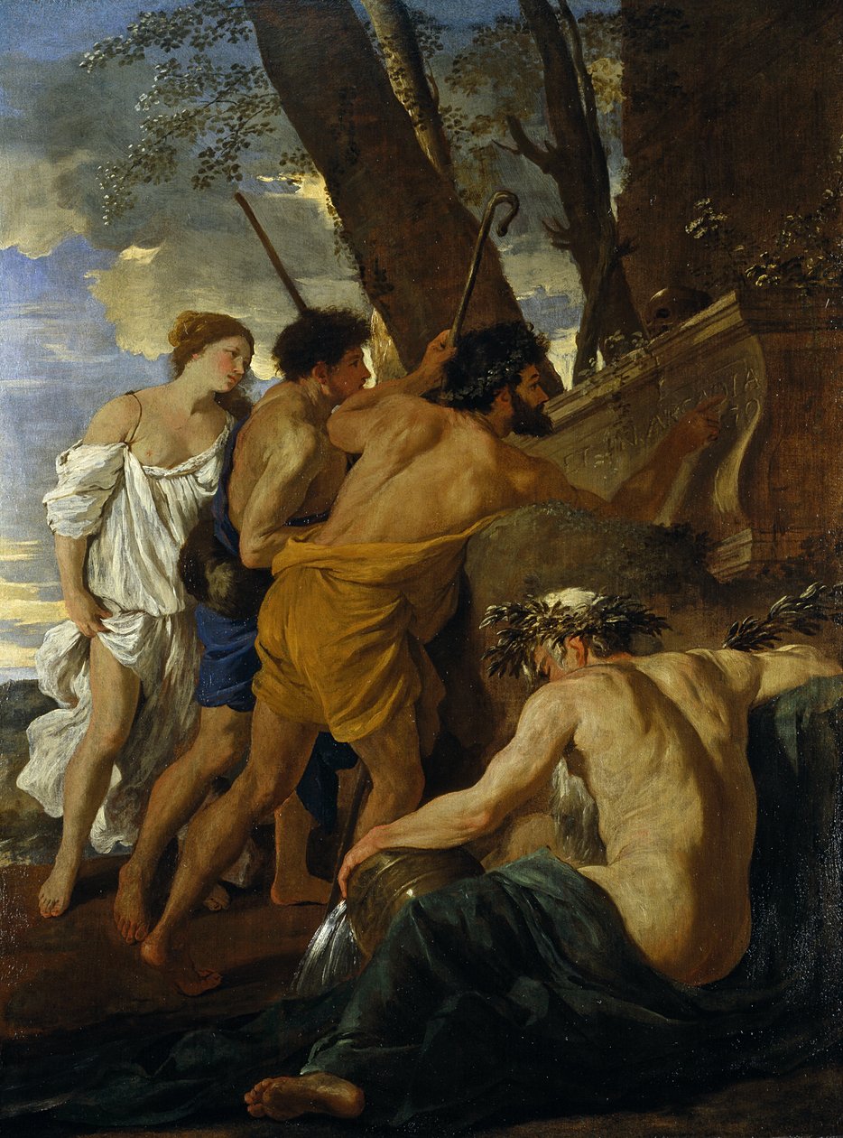 The Arcadian Shepherds (olje på lerret) av Nicolas Poussin