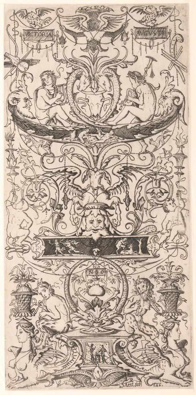 Ornamentpanel påskrevet "Victoria Augusta" av Nicoletto da Modena