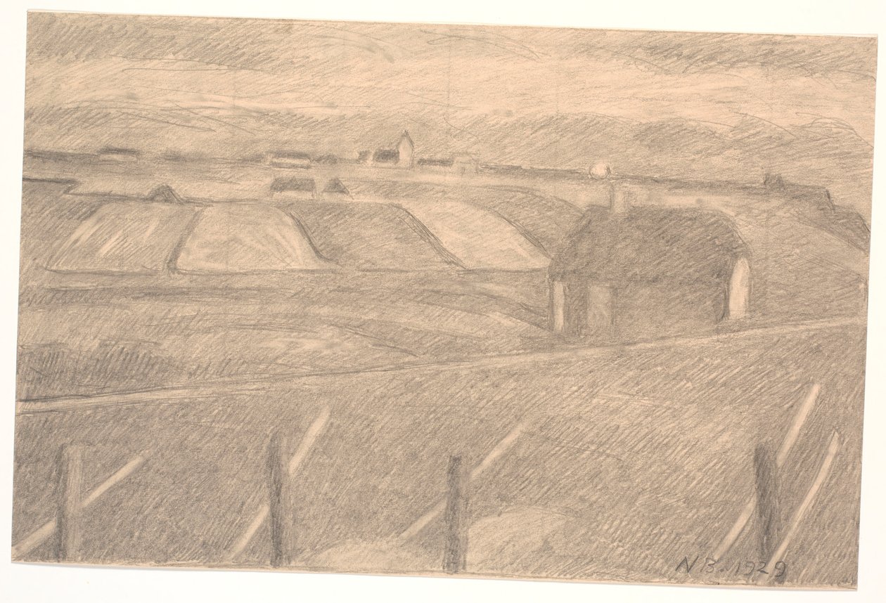 Landskap ved Ferring, fyr opplyst av Niels Jakob Jakobsen Bjerre