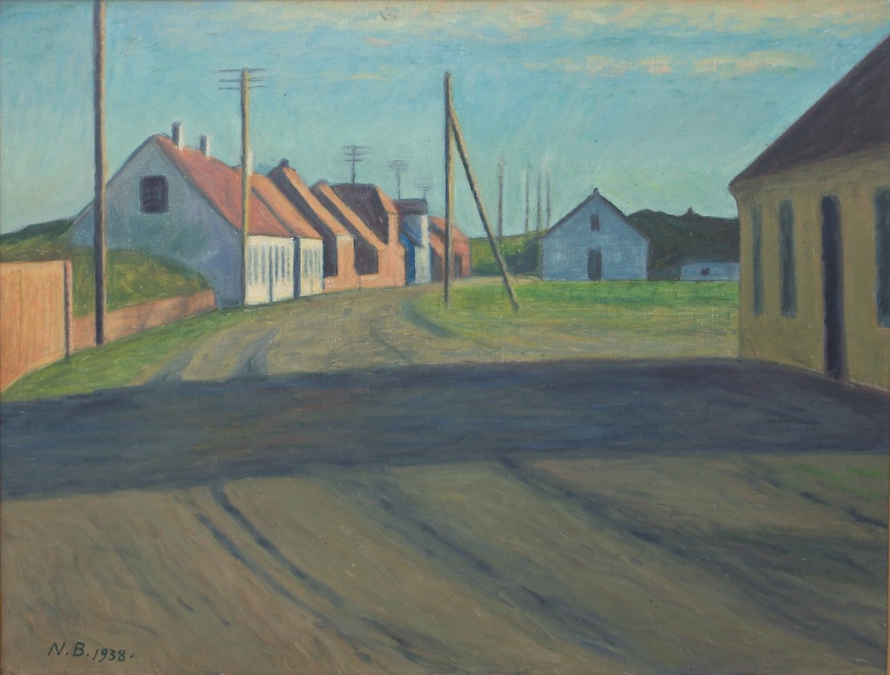 Vei i en liten by. Strande av Niels Jakob Jakobsen Bjerre