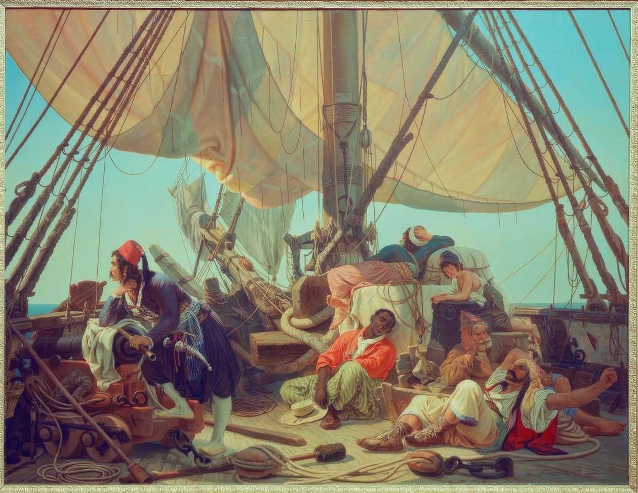 Pirater på dekket av skipet sitt av Niels Simonsen
