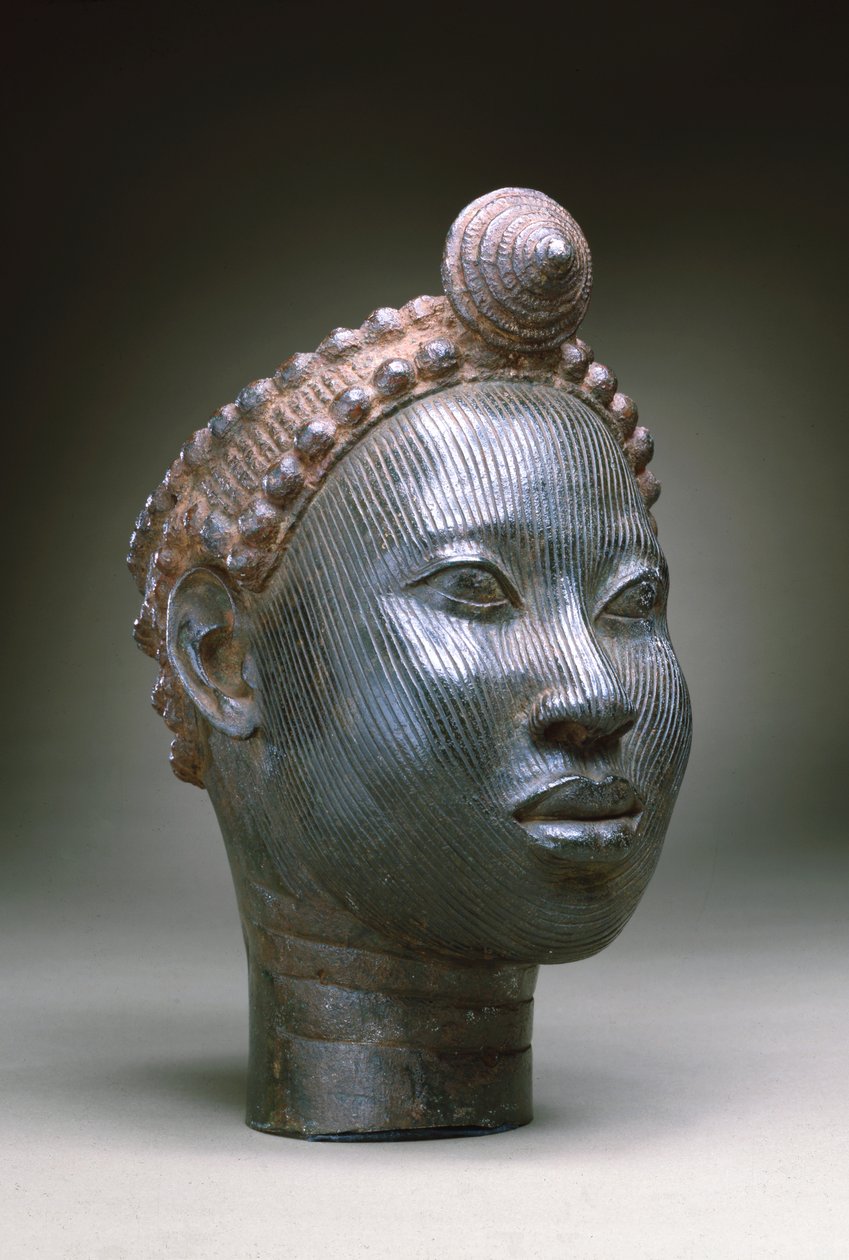 Kronet hode av en Oni, Ife, 1100- til 1400-tallet (sinkmessing) av Nigerian