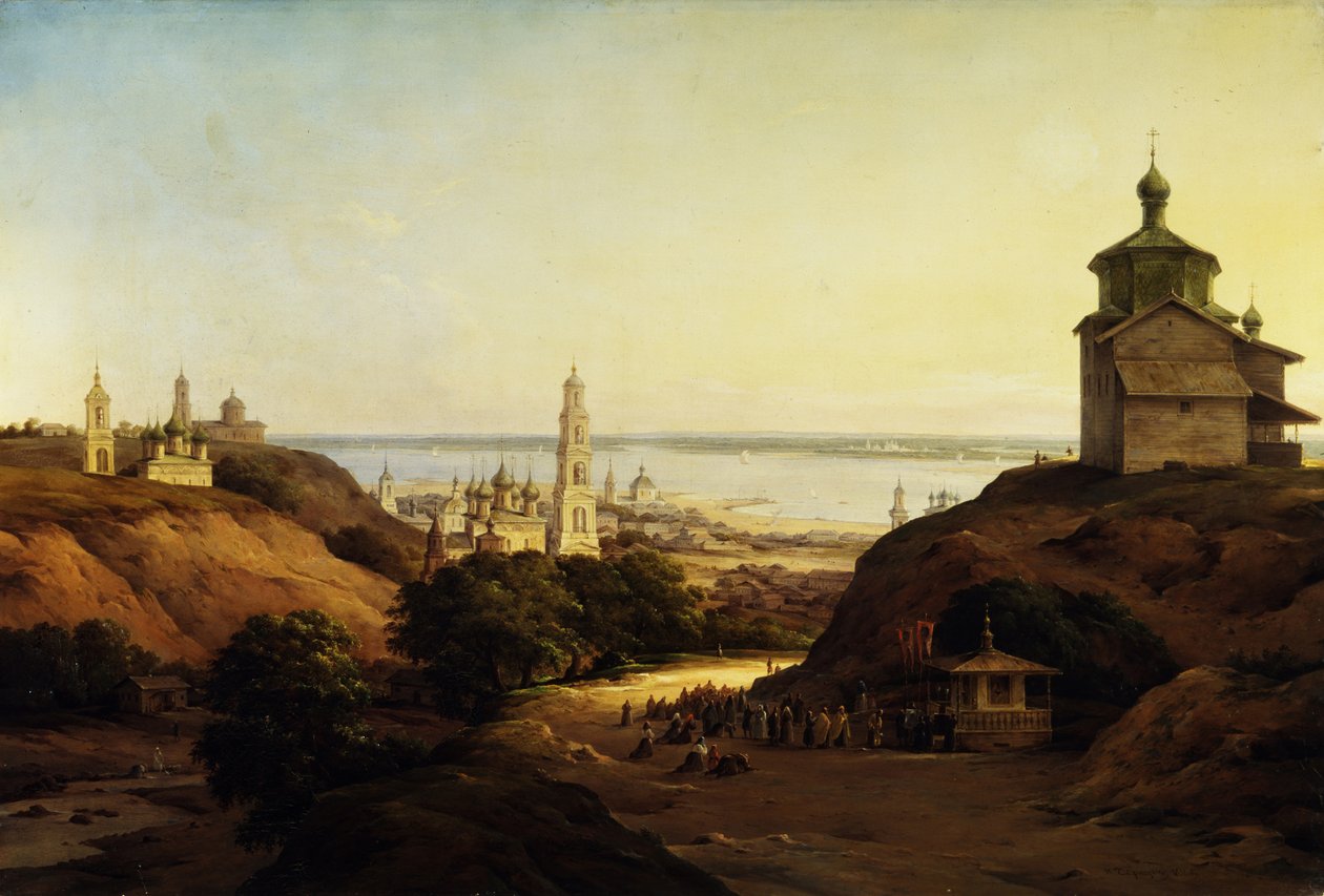 Utsikt over Yuriev-Povolzhsky, 1851 av Nikanor Grigoryevich Chernetsov