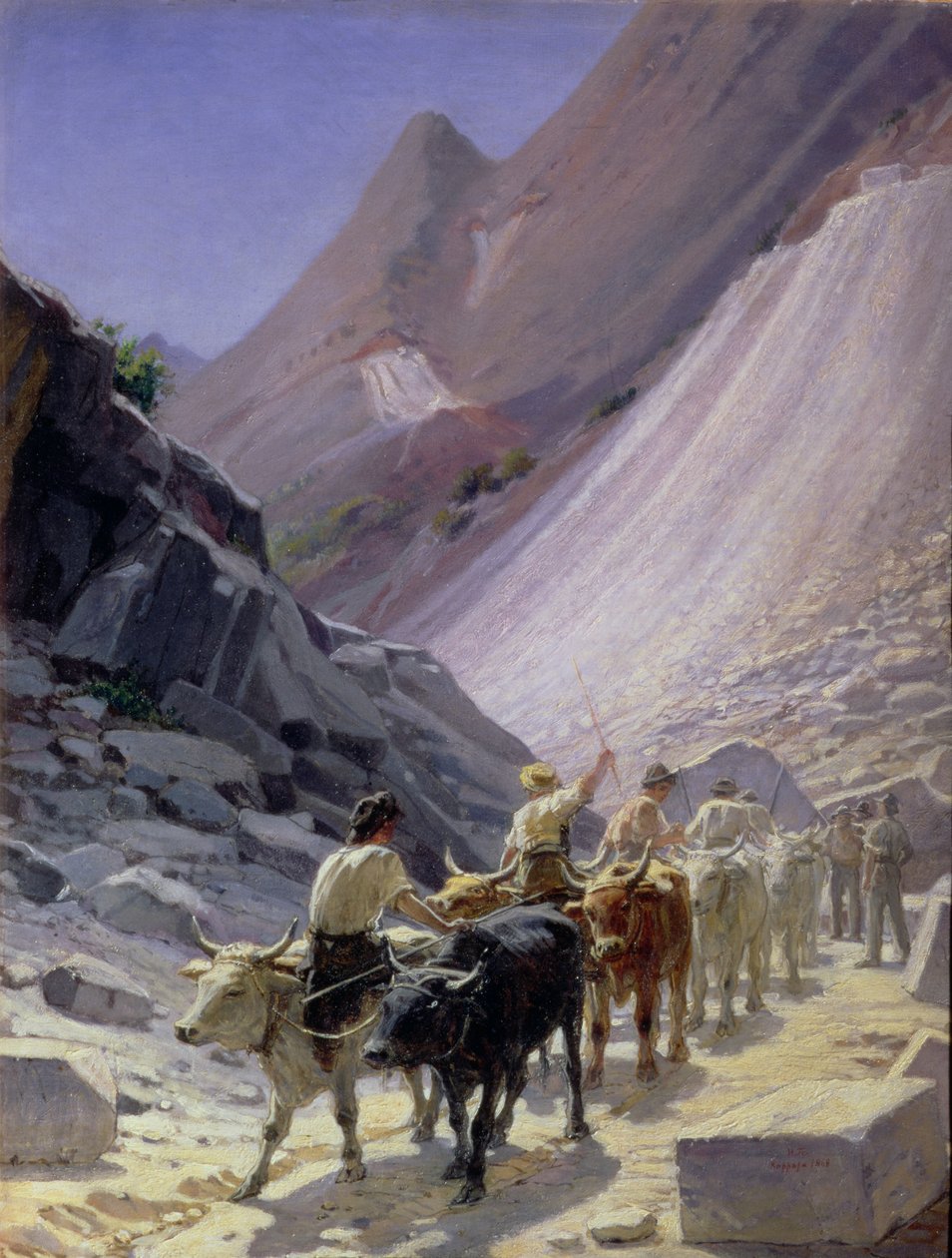 Transport av marmor ved Carrara, 1868 av Nikolai Nikolaevich Ge