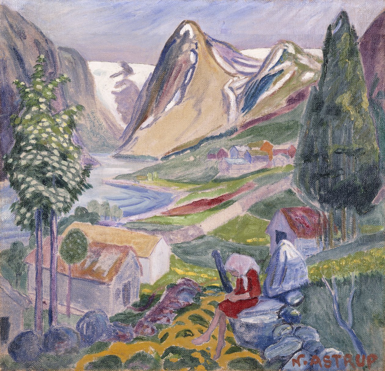 Kari på Sunde; Kari paa Sunde, av Nikolai Astrup