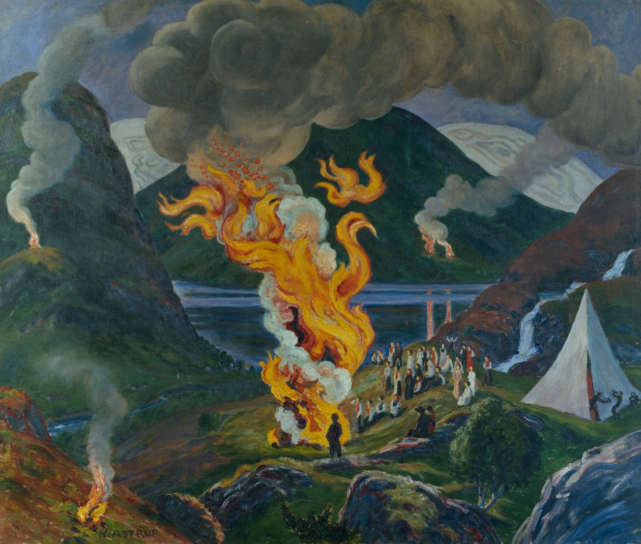 Midtsommerbrann av Nikolai Astrup