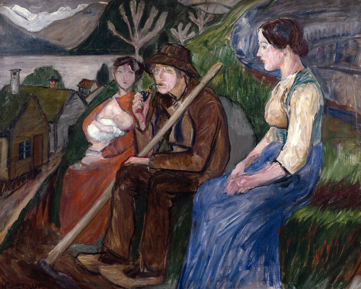 Selvportrett hjemme (på gården) av Nikolai Astrup