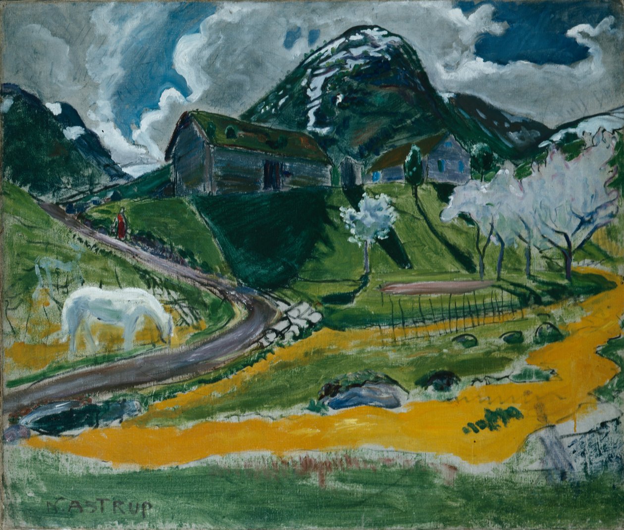 Vår med hvit hest av Nikolai Astrup