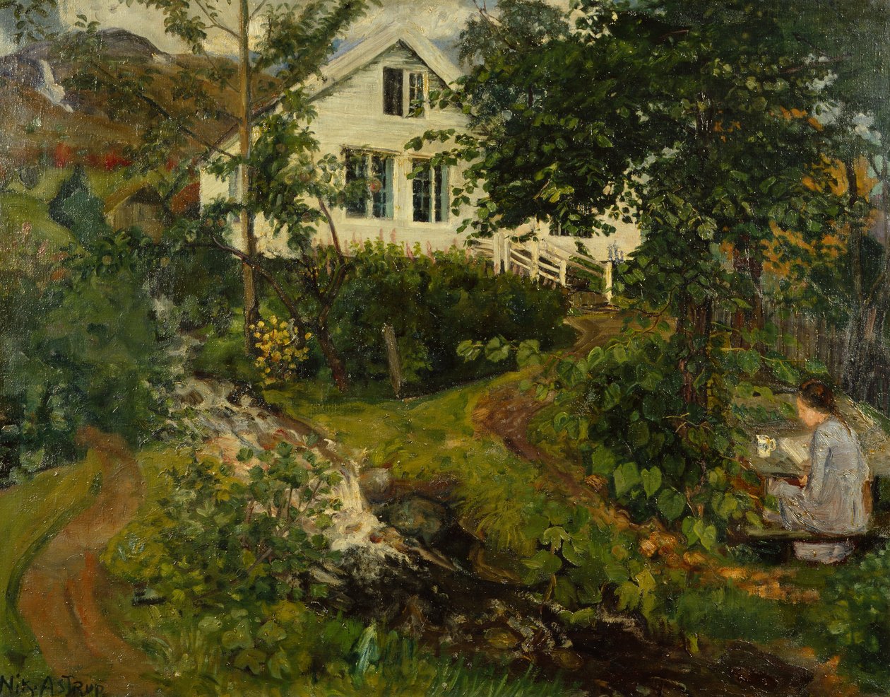 Den gamle prestegård, før 1908 av Nikolai Astrup