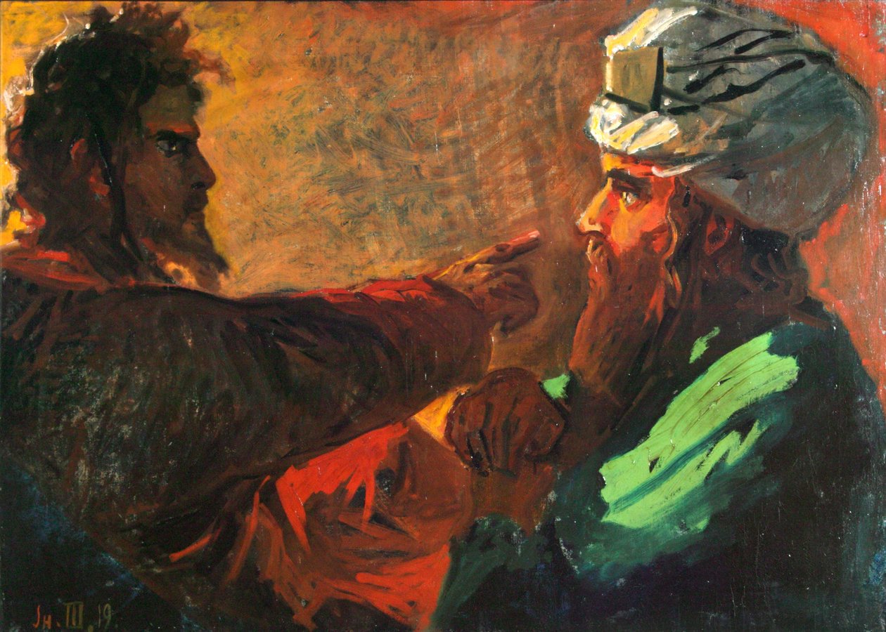 Kristus og Nikodemus-studien, 1889 av Nikolai Nikolayevich Ge