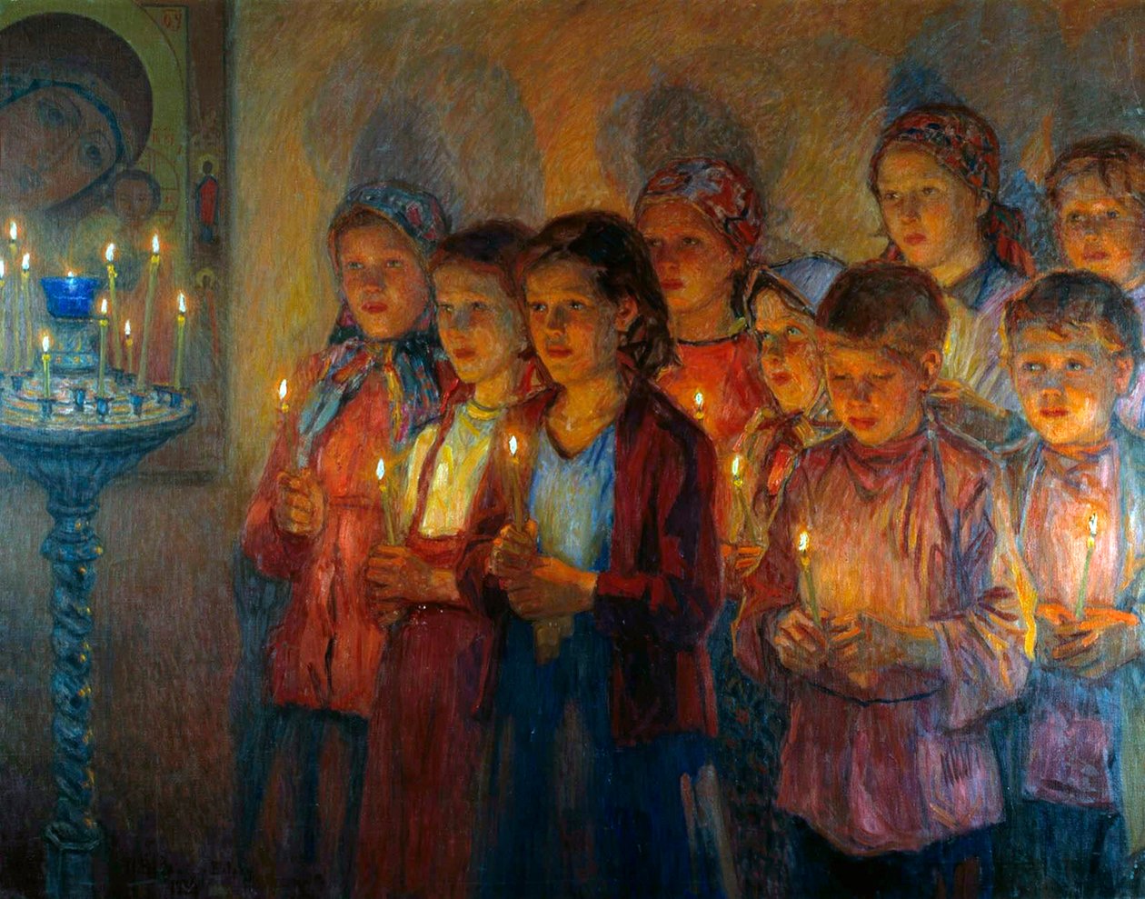 I kirken', 1939. av Nikolai Petrovich Bogdanov Belsky