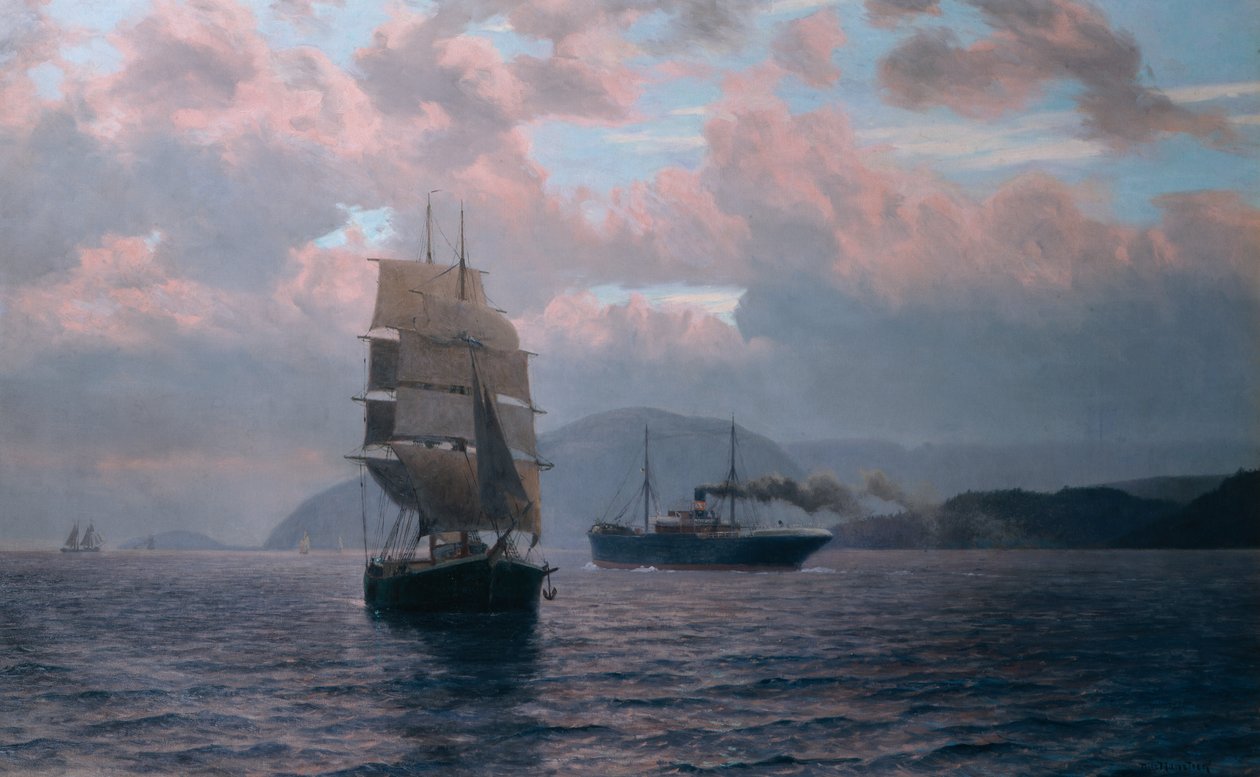Meeting in the Drøbak inlet av Nils Hansteen