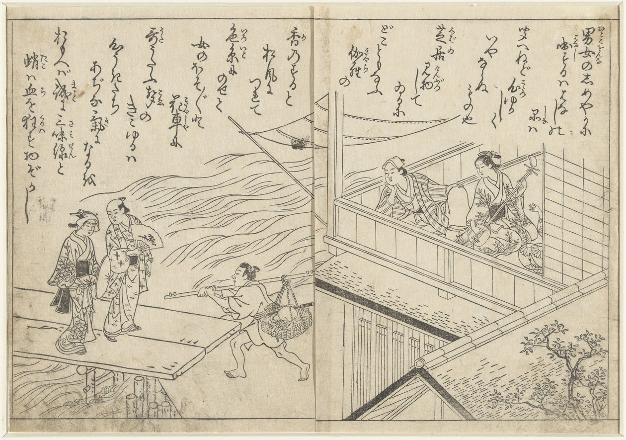 Tehus langs en elv av Nishikawa Sukenobu (attributed to)