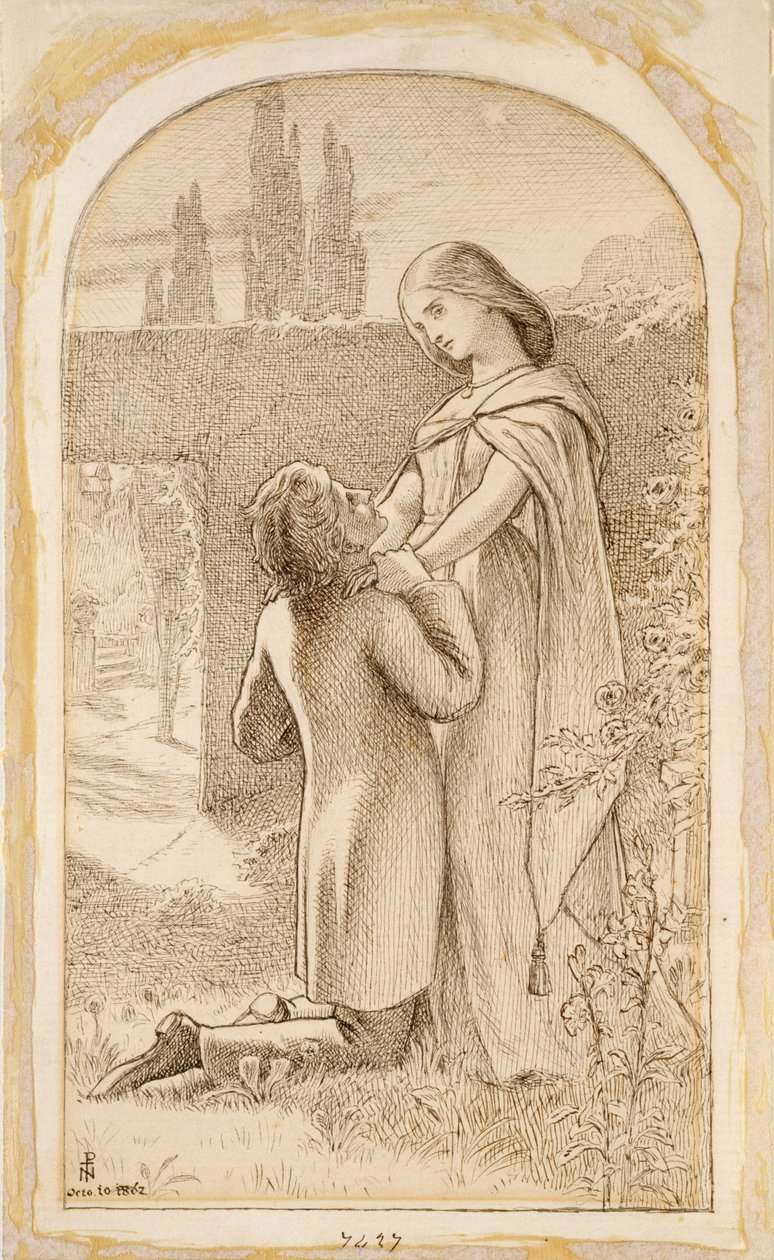 To elskere i en stjernebelyst hage, 1862 av Noel Paton