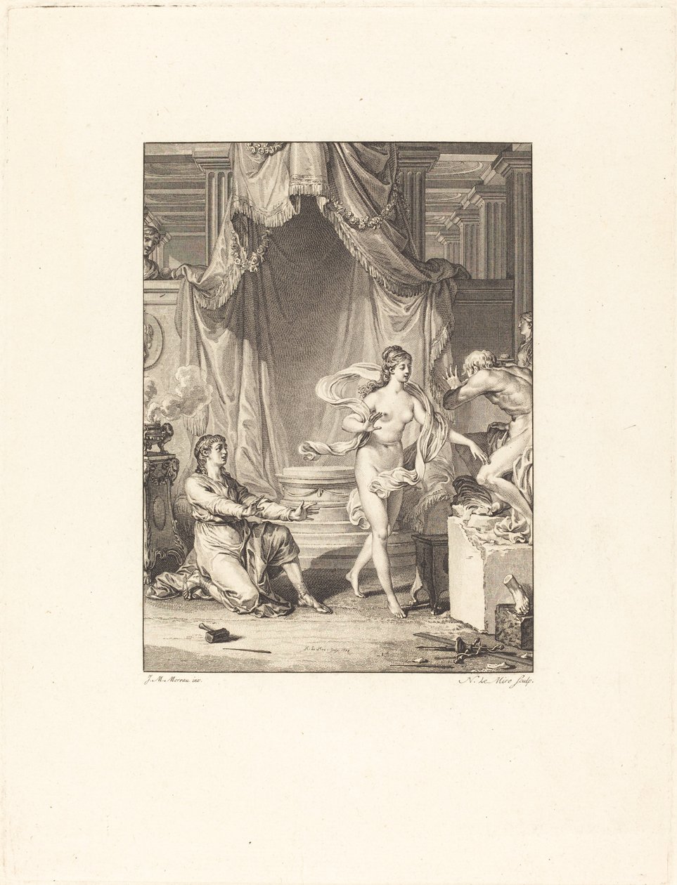 Pygmalion av Noël Le Mire after Jean Michel Moreau
