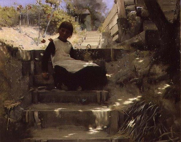 Gartnerens datter (olje) av Norman Garstin