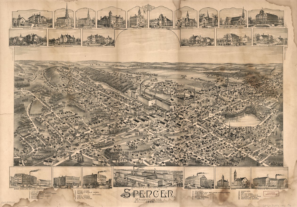 Spencer, Massachusetts, 1892. av O.H. Bailey and Co.