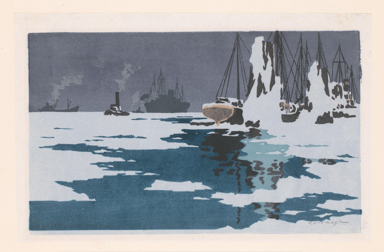 Utsikt over Bremerhaven av O. Droegl (signed by artist)