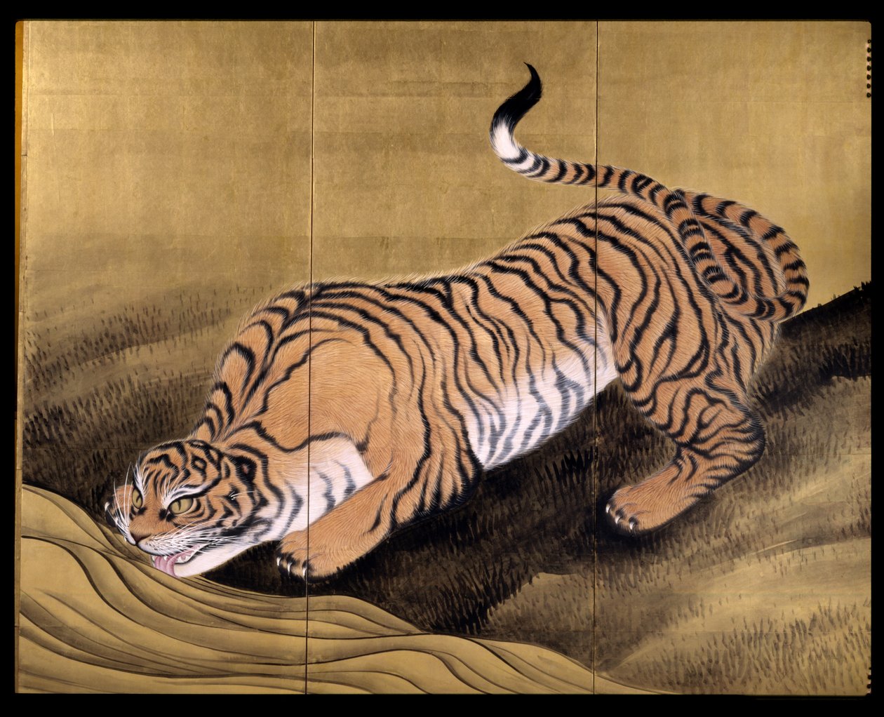 Tigre i et landskap av Obun Kunii