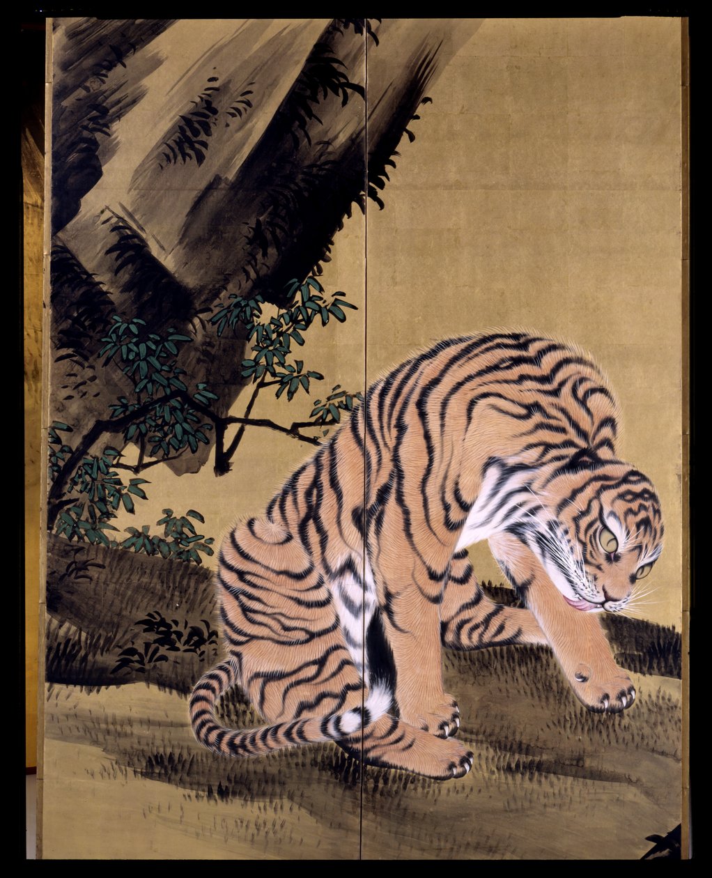 Tigre i et landskap av Obun Kunii