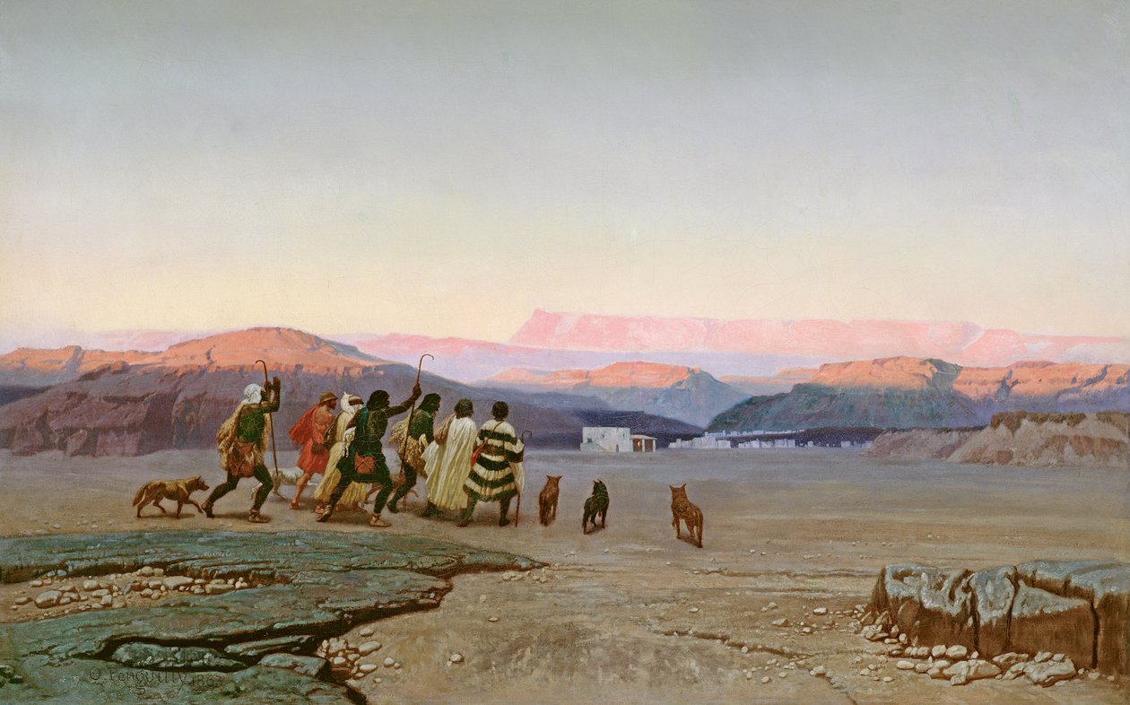 Hyrdene, ledet av stjernen, ankommer Betlehem, 1863 av Octave Penguilly l