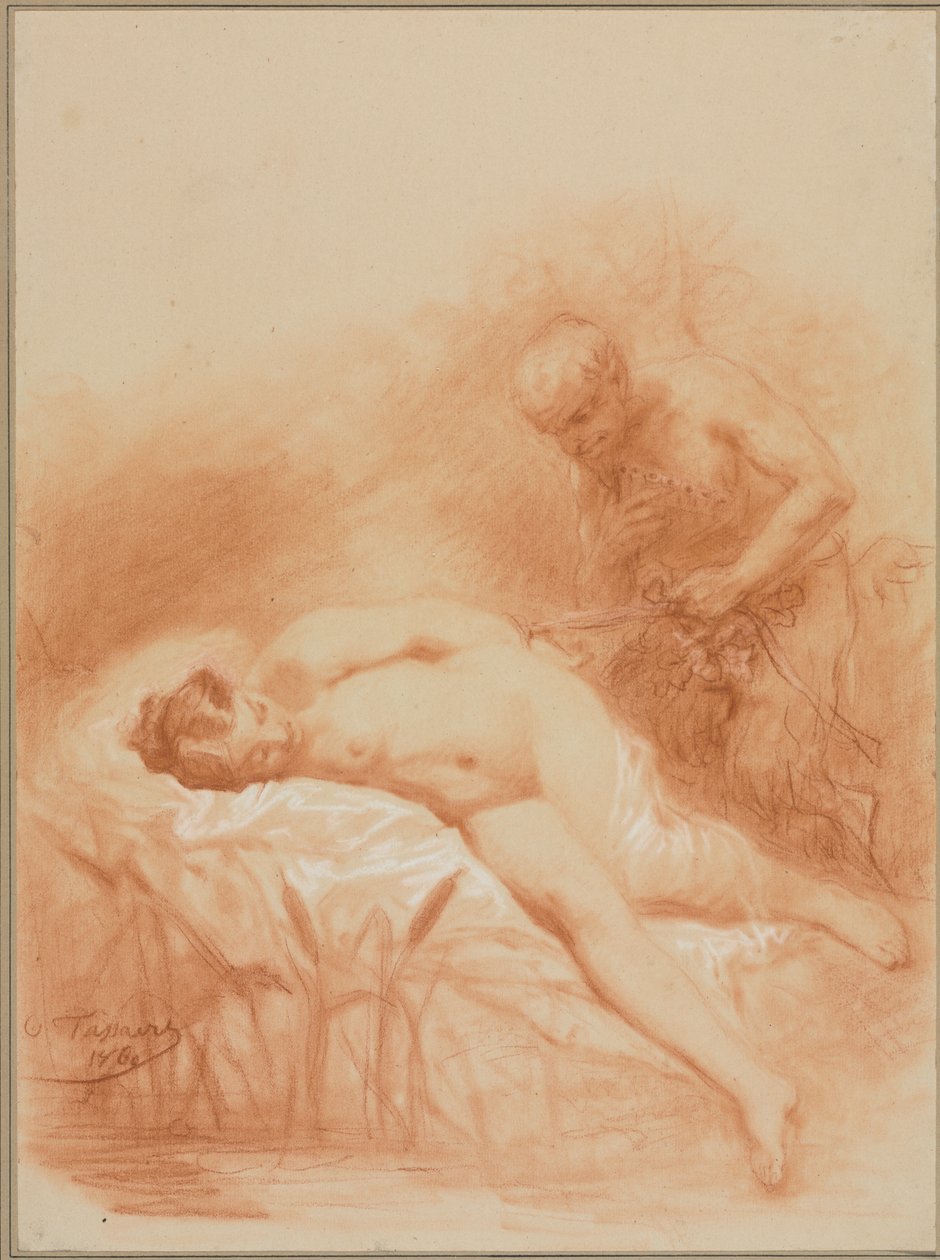 Nymfe og faun av Octave Tassaert