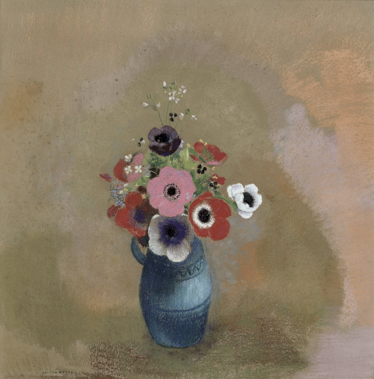 Bukett med anemoner (pastell) av Odilon Redon