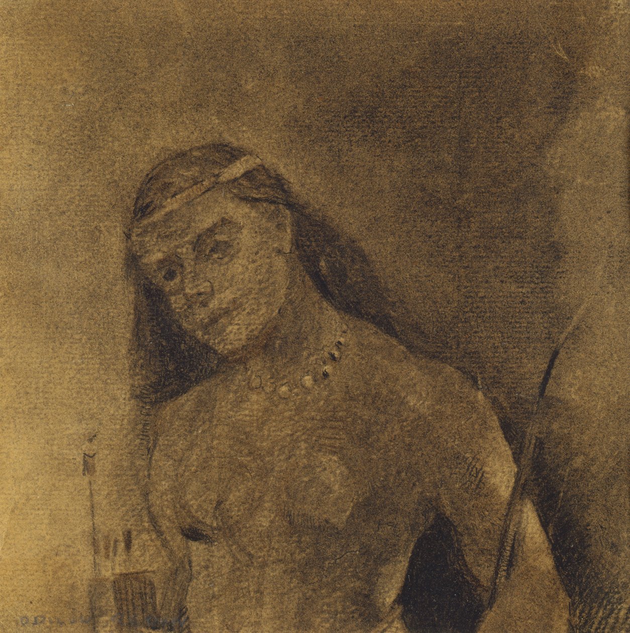 Femme Sauvage (Vill kvinne), ca. 1885-90 (kull på papir) av Odilon Redon