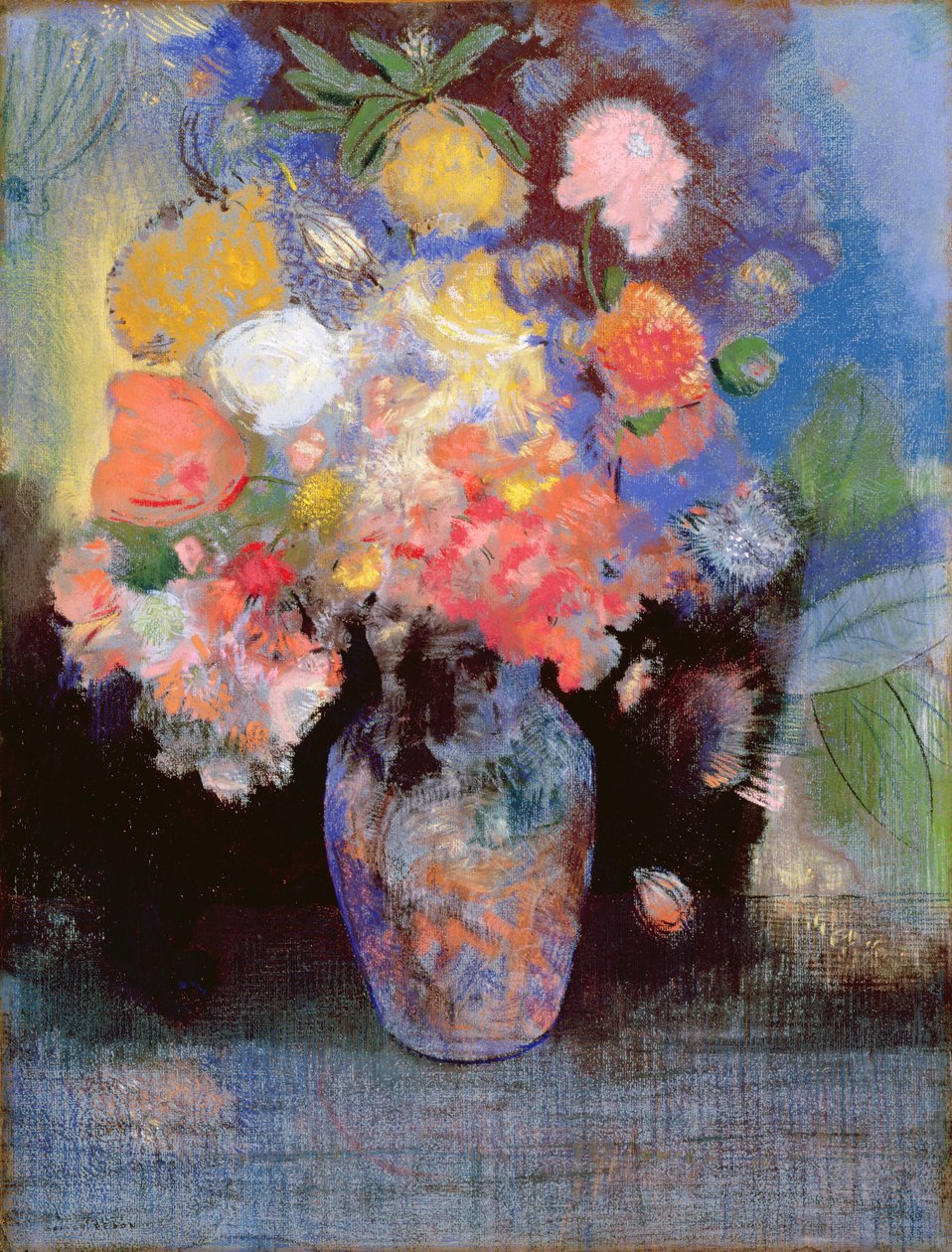 Blomster, 1900 (pastell på papir) av Odilon Redon