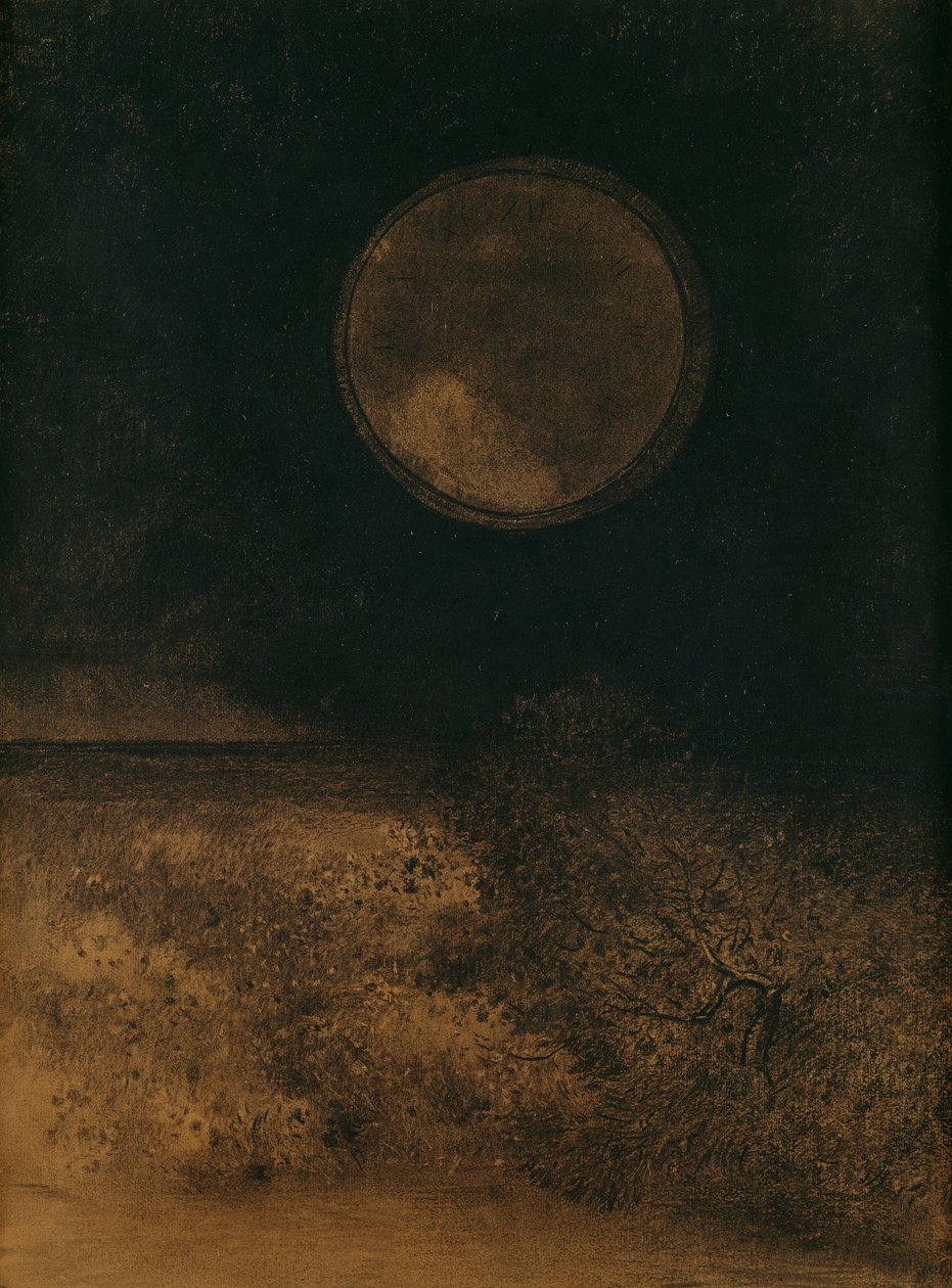 La Sphere (Globe), 1890-5 (kohl og sepia vask på papir) av Odilon Redon