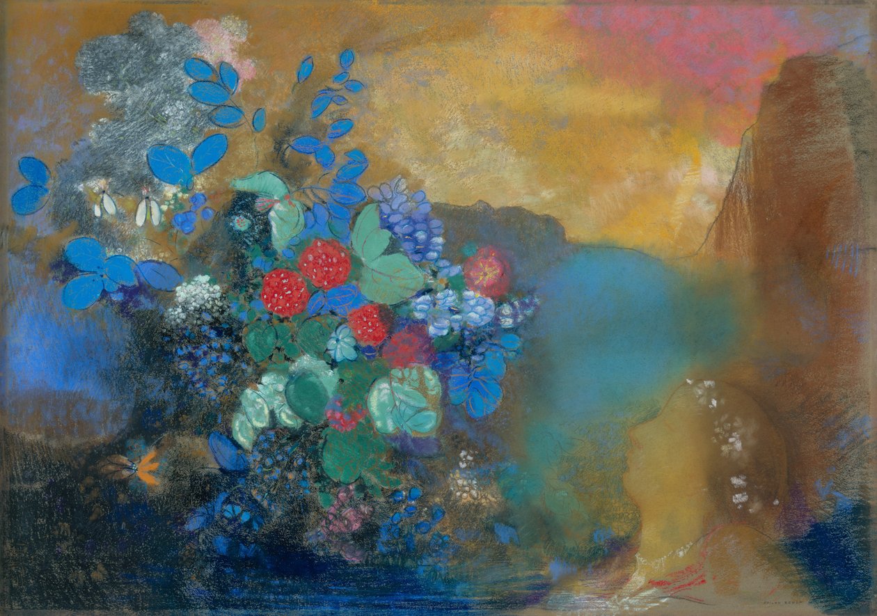 Ophelia blant blomstene av Odilon Redon