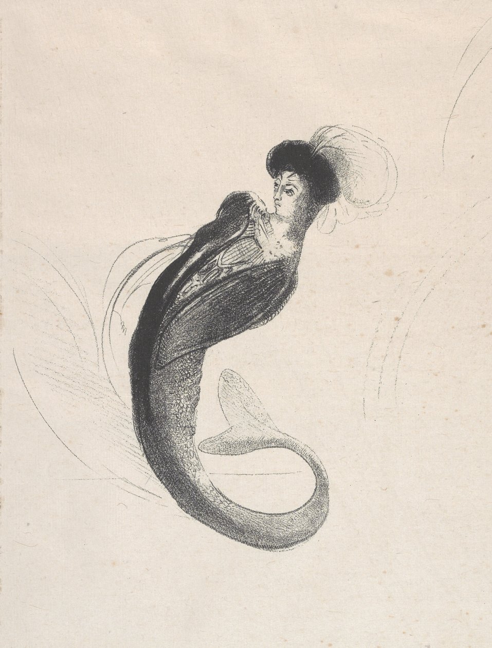 Prøvelitografi uten tittel, 1890 (lito på vevd papir) av Odilon Redon